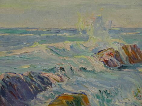 Charles Walter Simpson (1885-1971). Flowing tide, oil on board, signed and dated (19)33, 32cm x 39.5cm. Label verso Royal Canadian Academy of Arts.