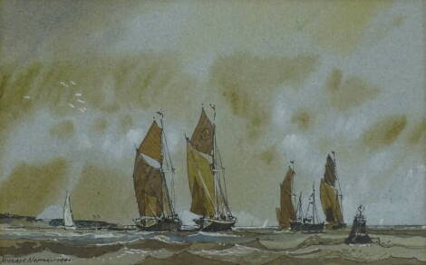 Michael Norman (b.1943). Sailing ships, watercolour - four, signed and dated 1980, 11cm x 17.5cm.