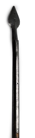 A 17thC pike, with steel spear point and plan wooden shaft, 178cm L.