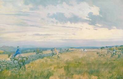 After Lionel Edwards. With The Buccleuch, Looking Towards The Eildon Hills, print, Eyre & Spottiswoode mark, 33cm x 49cm.