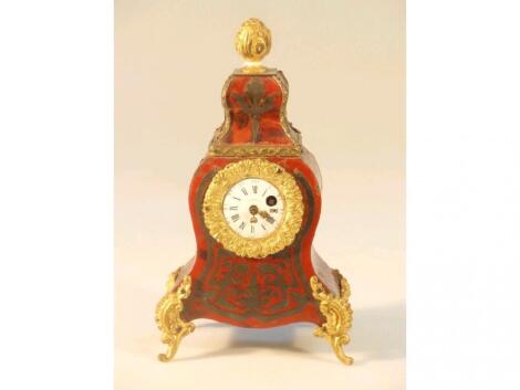 A 19thC French boulle type mantel clock