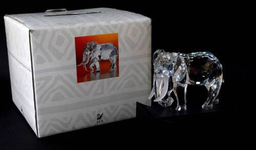 A Swarovski Crystal Annual Edition 1993 Elephant, with stand, box and certificate.