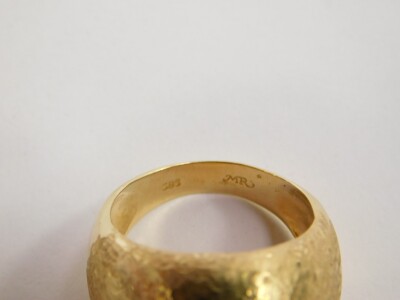 A lady's 14ct gold dress ring, in a domed and textured design, size R, 9.9g. - 4