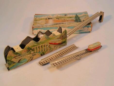 A Technofix tinplate Mountain Express rail car set with original box