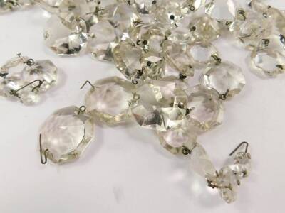 Cut glass chandelier drops and fittings. (qty) - 2