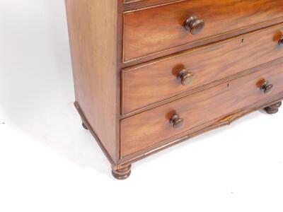 A Victorian mahogany chest of drawers, with two short over three long graduated drawers, raised on turned feet, 101cm H, 104cm W, 46.5cm D. - 3