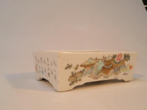 An Oriental porcelain rectangular Bonsai planter