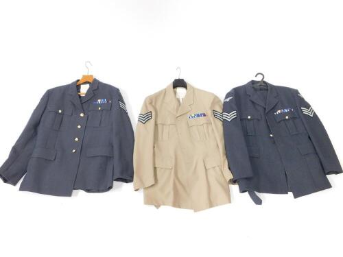 An RAF Flight Sergeant's No 1 dress jacket, further jacket and a No 6 dress jacket. (3)