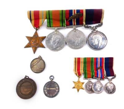 A WWII and pre war group of medals, awarded to Wing Commodore A T Atkins, comprising Africa Star, Defence Medal, 1939-45 War Medal with oak leaf, mentioned in dispatches June 1944 in relation to D-Day, and a GV RAF Long Service and Good Conduct Medal, tog