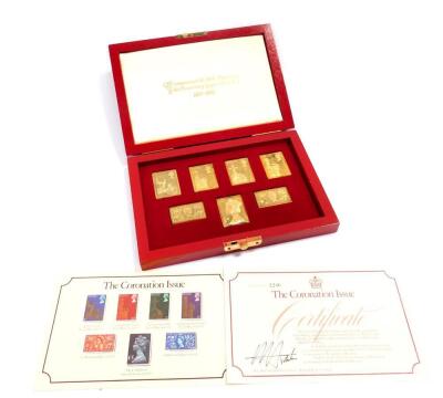 A Coronation issue silver gilt stamp ingot set, c1978, limited edition 2246/5000, boxed with certificate.