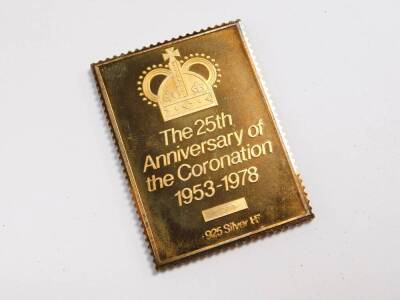 A Coronation issue silver gilt stamp ingot set, c1978, limited edition 2246/5000, boxed with certificate. - 4