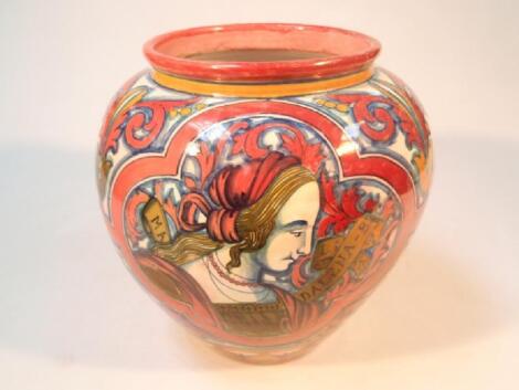 A late 19thC Italian maiolica lustre ovoid vase