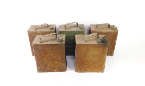 Three Shell petrol cans, together with two Pratt's petrol cans, (AF). (5)