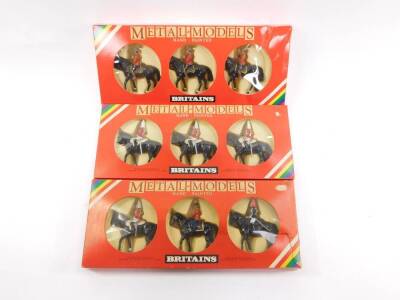 Three Britains Soldiers military boxed sets, comprising three Royal Canadian Mounted Police 7236, Her Majesty Queen Elizabeth Mounted Lifeguard 7233, and three mounted Lifeguards 7228. - 2