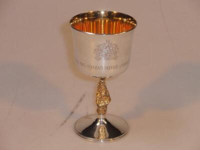 A silver and silver gilt Jubilee silver goblet by Garrard