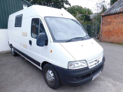 A Citroen Relay 1800 TD HDI LWB motor caravan, registration KX52 UMJ, diesel, white, first registered 11/09/2002, MOT to 02/07/2020, c80,598 recd miles.