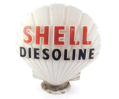 A Shell Diesoline glass petrol pump globe, with red and black lettering in relief, stamp to base Haleware British Made, 43cm H. (AF) - 3