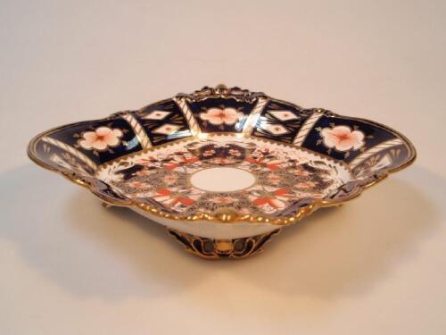 A Royal Crown Derby square shaped dish with two pierced acorn handles and