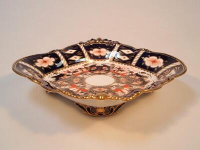 A Royal Crown Derby square shaped dish with two pierced acorn handles and