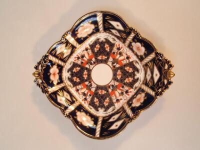 A Royal Crown Derby square shaped dish with two pierced acorn handles and - 2