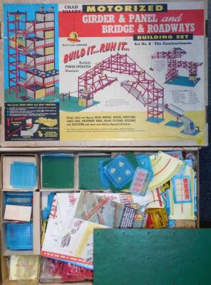 A Chad Valley Building Set No 8 The Constructioneer, girder and panel, and bridge and roadways, boxed.