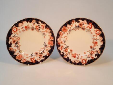 Two Royal Crown Derby Imari pattern dessert plates