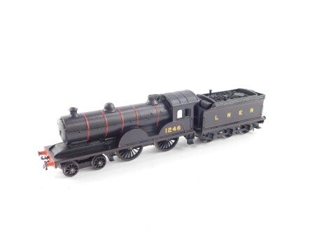 A kit built OO gauge locomotive, black livery, no.1246, 4-4-0.