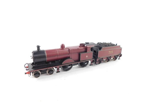 A kit built OO gauge locomotive, Midland Railway red livery, no.715, 4-4-0.