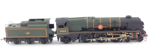 A kit built OO gauge Merchant Navy Class locomotive British India Line, British Rail green livery, no.35018, 4-6-2.