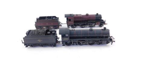 A Bachmann Crab Class locomotive, LMS crimson, w/out coal rail, 2-6-0, 32-175, and a Kudu BR line black locomotive, L/Crest weathered, 61008, 31-709, both boxed. (2)