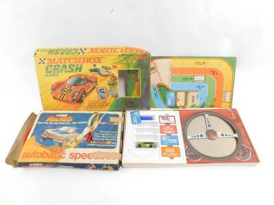 A Matchbox Crash Game, together with a Corgi Rockets Altobatic Speed Set, No 1927, both boxed. (2)