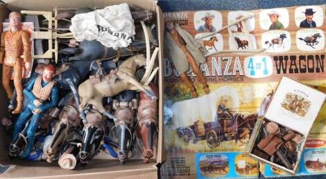 A Palitoy Bonanza Wagon, figures and horses, Action Men, etc. (qty)