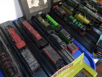 Two Corgi Rail Legends die cast models of locomotives, comprising Flying Scotsman and Mallard, boxed, together with ten static models of locomotives, and Atlas Editions Mini Trains 1/220, boxed. (qty) - 2