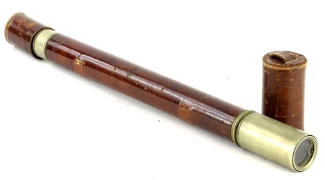 A plated telescope The Flashlight, by Lawrence and Mayo, London, with leather outer case.