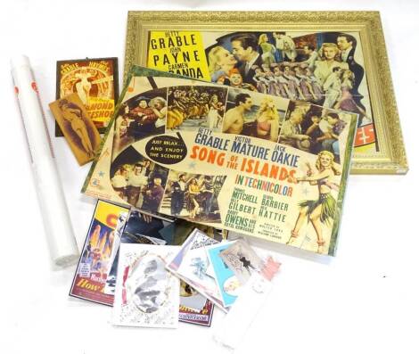 A collection of Betty Grable related ephemera, a film poster for Son of Islands, another Springtime in the Rockies etc.