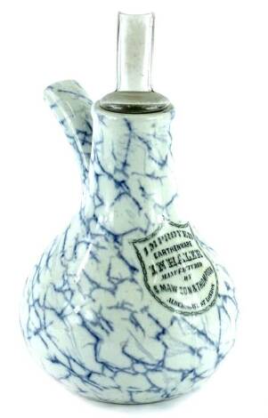 An S. Mawer Son & Thompson improved pottery inhaler, with marbled decoration and glass mount, 27cm H overall.