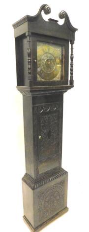 A 19thC and later longcase clock, the brass dial with Roman numerals, thirty hour, four pillar movement, in ebonised case, 203cm H.