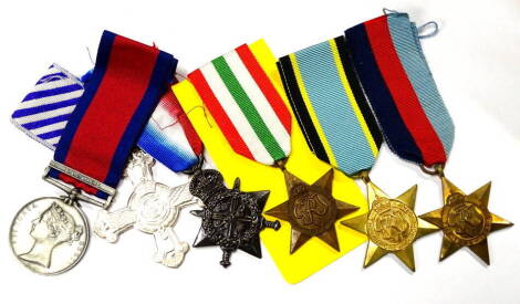 Six reproduction medals, comprising the 1793-1814 GSM service medal, the Italy Star, the Aircrew Europe Star, the 1014 star and the 1939 45 star.