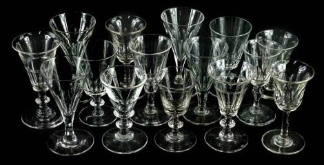 Fifteen 19thC and later glasses, various forms, to include some fluted examples etc.