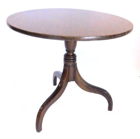 A 19thC mahogany occasional table, with circular top on a turned column and tripod base, 54cm dia.