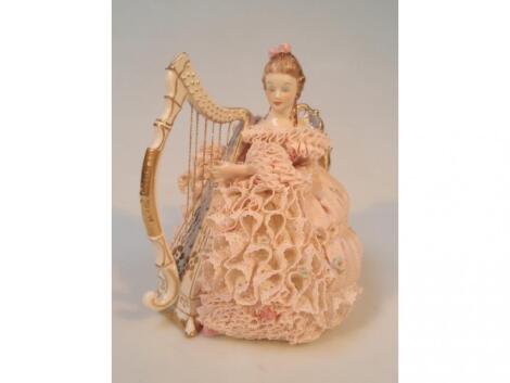 An Irish Dresden porcelain figure of a crinoline lady entitled 'Sinead'