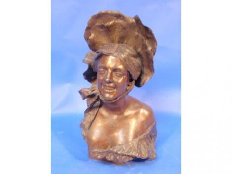 Cav Galagana- A 19th century Italian life size bronze bust of a young woman