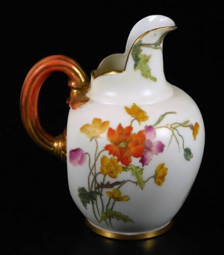 A Royal Worcester blush ivory jug, shape code 1094, puce factory mark, 1892, 14cm H.