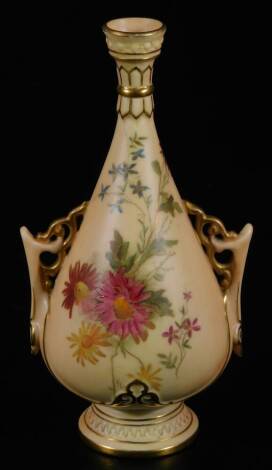 A Royal Worcester blush ivory vase, shape code 982, puce factory mark, c1897, 17cm H.