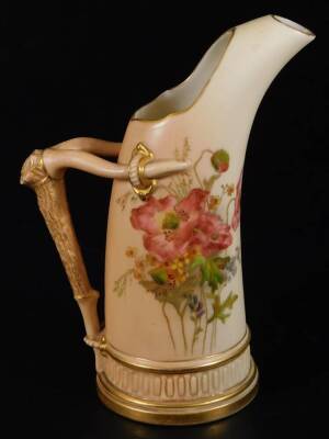 A Royal Worcester blush ivory jug, 1905, puce marked, shape code 1116,17cm H.