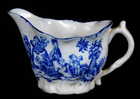 A Caughley Coalport Chelsea ewer shaped creamer, c1800, decorated with mother and child pattern, 7cm H.