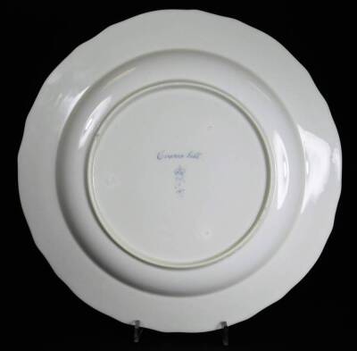 A Derby porcelain botanic plate, c1780, painted with a botanical specimen Cranes Bill and pattern no. 197, Delft blue mark cross baton and D Mark, 25cm Dia. - 2