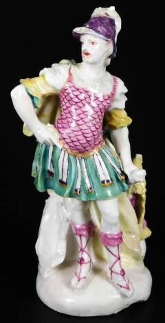 A Derby porcelain figure of Mars, c1768, early dry edge patch marked, 17cm H.