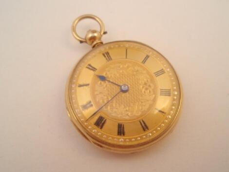 A mid size 18ct gold fob watch