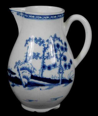 A Worcester porcelain sparrow jug, c1750-58, painted in the Cannon Ball pattern, workman's mark, 13cm H.